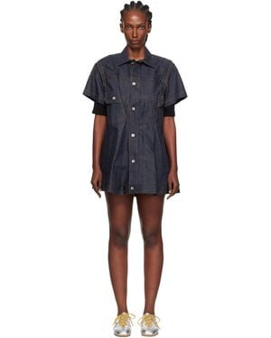 Sacai Pleated Denim Minidress - Black