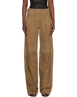 Rick Owens Tan Temple Geth Suede Trousers - Black