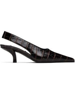 TOTEME Classic Croco-Embossed Slingback Heels - Black