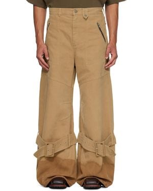 Egonlab Pin-Buckle Cargo Jeans - Natural