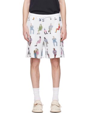 JW Anderson ホワイト プリント ワッフル ショートパンツ - ブラック