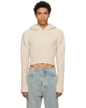Rick Owens Off- Tower Cropped Hoodie - Natural
