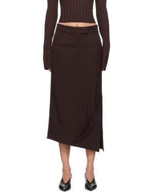 RECTO. Burgundy Asymmetric Midi Skirt - Black