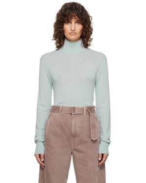 Lemaire ブルー シームレス タートルネック セーター - グリーン