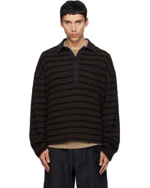 Song For The Mute Piano Knit L/S Polo - Black