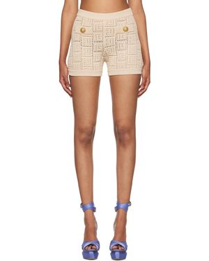Balmain モノグラム ショートパンツ - ナチュラル