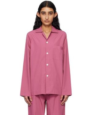Tekla Poplin Long-Sleeved Pajama Shirt - Pink