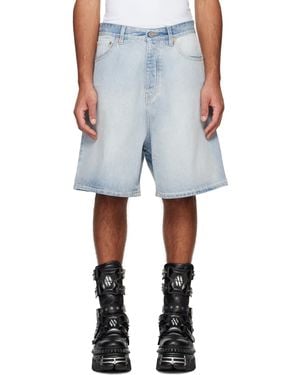 【関税込み】VETEMENTS ブルー トラッシュ デニムショートパンツ メンズ Vetements ブルー トラッシュド デニムショートパンツ