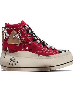 R13 Kurt High Top Trainers - Red