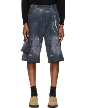 we11done Trompe L'Oeil Cargo Shorts - Blue
