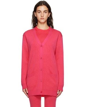 Moschino Pink Y-neck Cardigan - Red