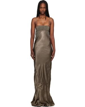 Rick Owens Taupe Temple Combo Slip Maxi Dress - Black