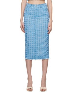 STAUD Blue Guinevere Midi Skirt