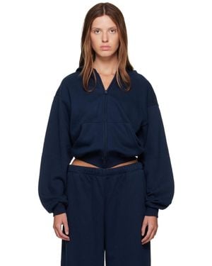 Skims Cotton Fleece Classic Zip Up Hoodie - Blue
