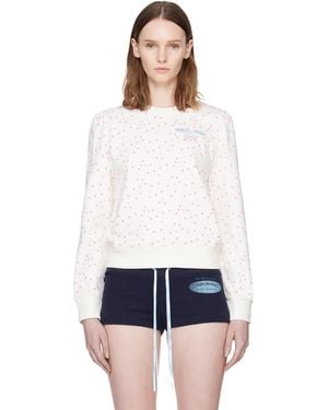 Sandy Liang Pull Molletonné Blanc À Pois