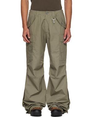 Reese Cooper Cotton Ripstop Wide Leg Cargo Trousers - Brown