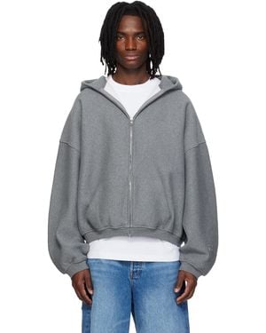Alexander Wang Pull À Capuche Gris À Glissière Et À Logo D'Étoile