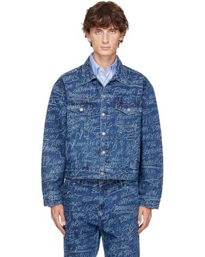 Sky High Farm Ks Graffiti Denim Jacket - Blue
