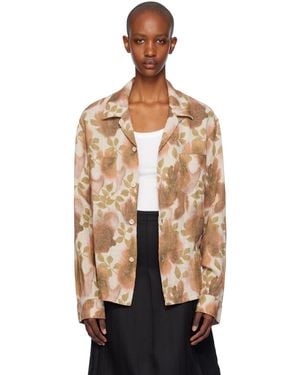 Our Legacy Oversized Floral Linen Hopsack Shirt - Black