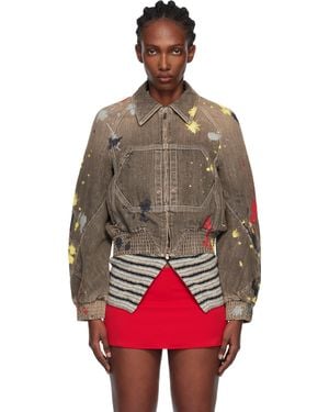 Kiko Kostadinov K Painted Denim Bomber Jacket - Red