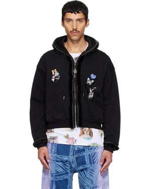 Chopova Lowena Fuzzy Pearl Zip Hoodie - Black