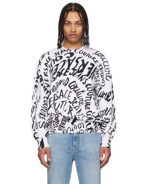Versace Jeans Couture ホワイト ロゴパターン プルオーバー - ブラック