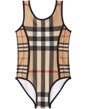 Burberry キッズ｜ベージュ チェック スイムウェア - ブラック