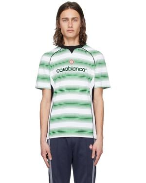 CASABLANCA ホワイト&ーン オンブレボーダー Tシャツ - グリーン