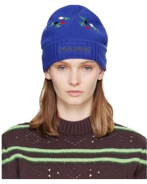 Marni Wool & Cashmere Flower Beanie - Blue