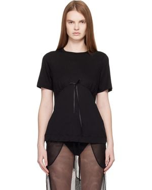 Simone Rocha Gathered Bust Bow T-Shirt - Black
