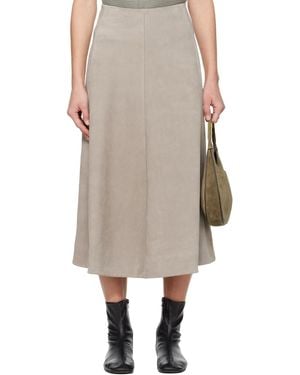 Rier Crust Suede Midi Skirt - Natural