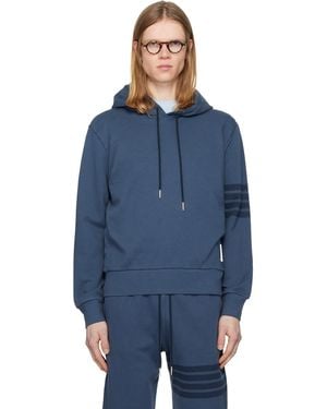Thom Browne Solid Loopback Overdyed 4-Bar Hoodie - Blue
