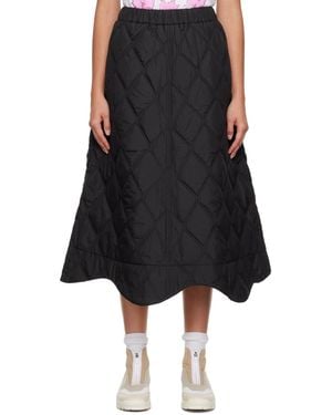 Ganni Black Quilted Midi Skirt