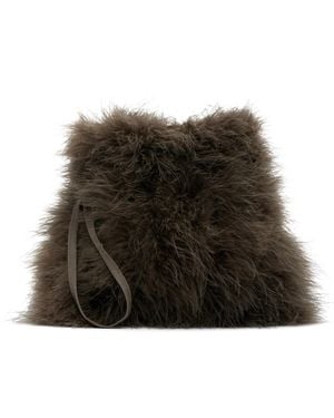 Yves Salomon Pochette Brune En Plumes - Marron
