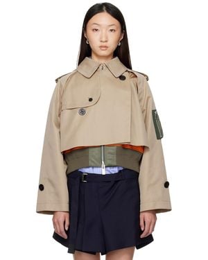 Sacai Cotton Gabardine X Nylon Twill Jacket - Natural