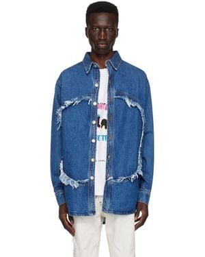 Edward Cuming Frayed Denim Shirt - Blue