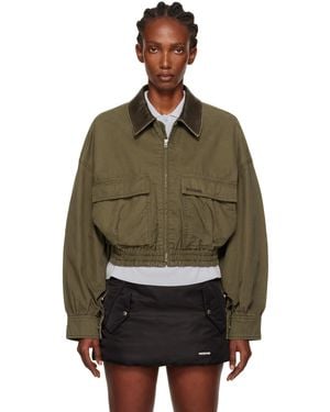 we11done Leather Collar Jacket - Green