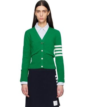 Thom Browne Thom E Classic Cashmere 4-bar V-neck Cardigan - Green