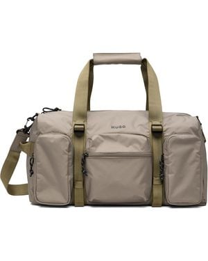 HUGO Taupe Silicone-Print Logo Duffle Bag - Brown