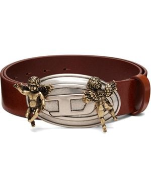 DIESEL Cherub Oval D Buckle Leather Belt - Brown