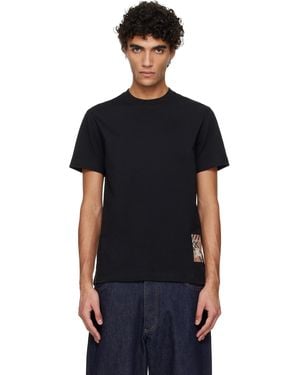 Burberry ブラック チェックラベル コットン Tシャツ