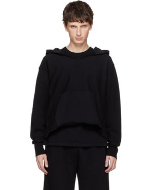 Les Tien Heavyweight Raw Cropped Hoodie - Black