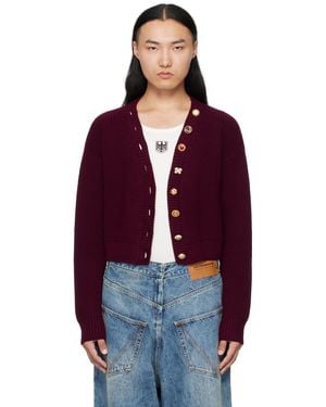 Vetements Burgundy Fancy Button Mini Cardigan - Red