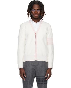 Thom Browne Thom E Cotton 4-bar Milano Classic V-neck Cardigan - Black