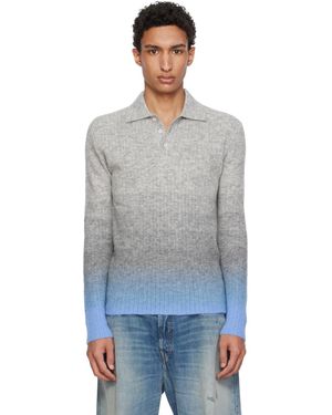ERL Thin Gradient Knit Polo - Black