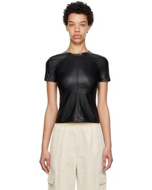 Helmut Lang Black Slim Faux-leather T-shirt