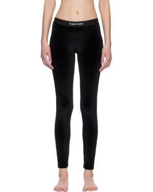 Tom Ford Stretch Lustrous Velour Signature Leggings - Black