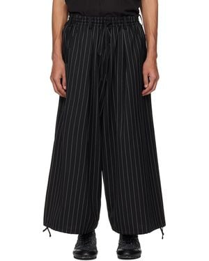 Y-3 Refined Wool Cropped Wide Leg Trousers - Black