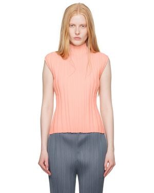 Pleats Please Issey Miyake Rib Knit Top - Orange