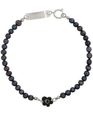 In Gold We Trust Full Flower & Pearl Necklace - Black